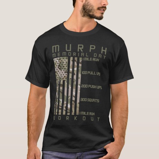 T-shirt Murph Memorial Day Workout WOD Cam Multi Camo Flag (Devant)