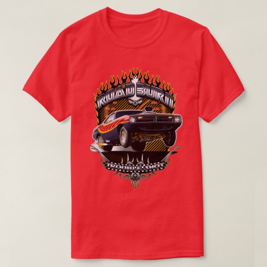 T-shirt Muscle Car Barracuda Road Burn (Design devant)