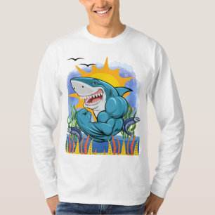 T-shirt Muscles Flexants de requins Mer Vie Soleil L/S