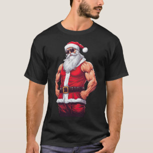 T-shirt Musculaire Santa Claus Bodybuilding Fitness Gym Ch