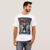 T-shirt Muscular Santa Lifting Reindeer – Funny Christmas (Devant entier)