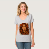 T-shirt Muse d'automne - Femme aux fleurs d'automne (Devant entier)