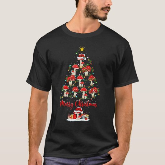 T-shirt Mushroom Christmas Tree Lights Santa Mushroom Xmas (Devant)