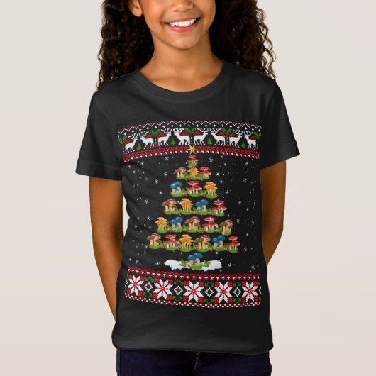 T-Shirt Mushroom Lover Xmas Poison Mushroom Christmas Tree (Devant)