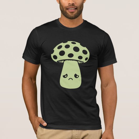 T-shirt Mushroom Sad Unhappy Face Kawaii Disappointed Mela (Devant)