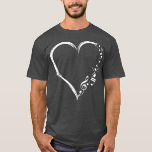 T-shirt Music Frequency Cute Heart Notes Clef Musicians Mu