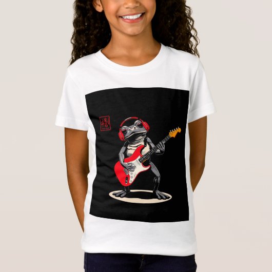 T-Shirt Music Frog Playing Guitar Tee (Devant)