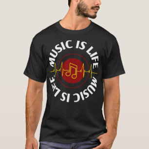 T-shirt Music Is Life Music Heartbeat Line Music Citations