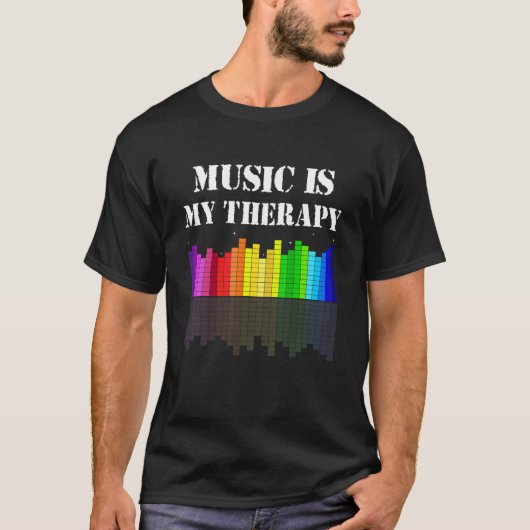 T-shirt Music Is My Therapy Equalizer DJ Funny Musical Mus (Devant)