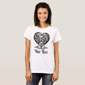 T-shirt Music Lover Elegant Scrolled Heart Personalized (Devant entier)