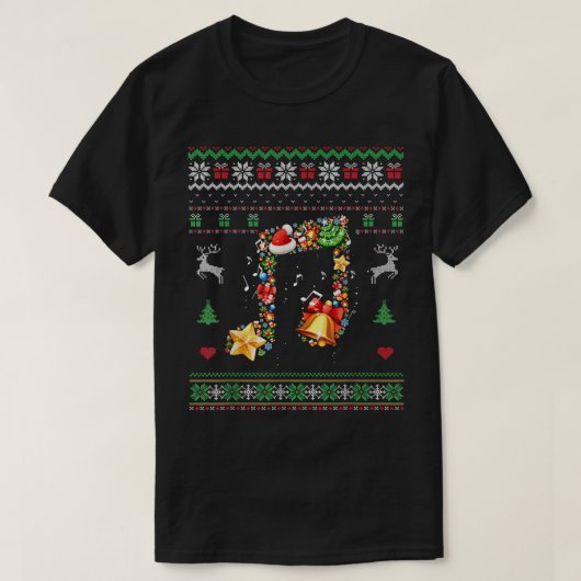 T-shirt Music Note Carols Christmas Ugly Sweater Musical T (Design devant)