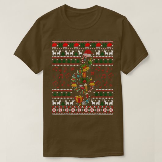 T-shirt Music Note Christmas Ugly Musical Teacher Sing Car (Design devant)