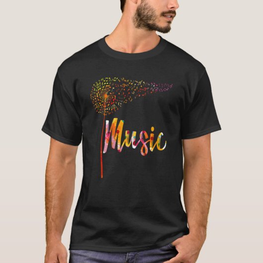 T-shirt Music Notes Dandelion Flower For Men Women (Devant)