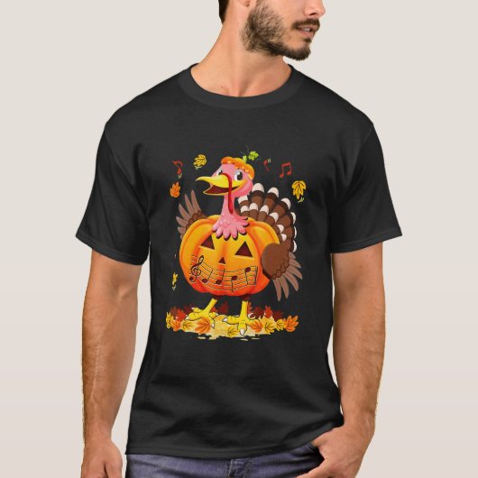 T-shirt Music Notes Turkey Costume Pumpkin For Teacher Tha (Devant)