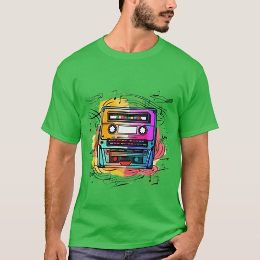 T-shirt Music tape retro old school 90s gift boy (Devant)