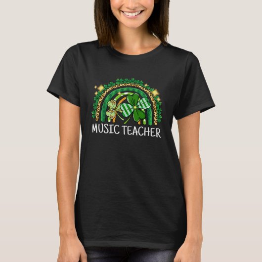 T-shirt Music Teacher Rainbow Lucky St Patrick's Day Shamr (Devant)