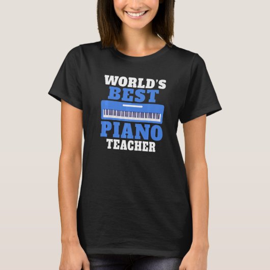T-shirt Musician Worlds best Piano Teacher Premium (Devant)