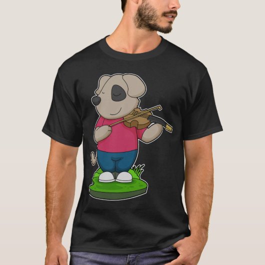 T-shirt Musicien de chien Musique de violon (Devant)