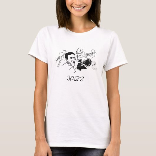 T-shirt Musicien JAZZ avec trompette et notes musicales (Devant)