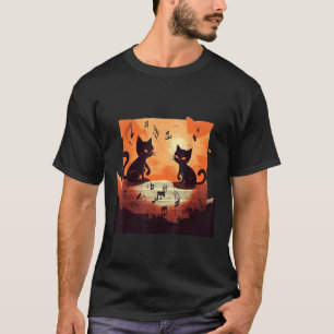 T-shirt Musicien Notes de Musique Chat Mignon