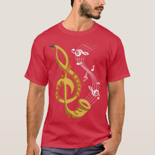 T-shirt Musicien Treble Clef Saxophone Saxophoniste