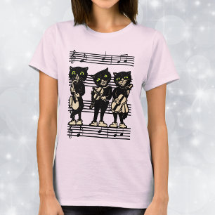 T-shirt Musicien Vintage Chats Noirs Notes De Musique
