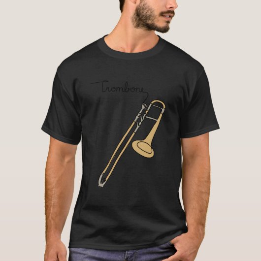 T-shirt Musiconprint Trombone Line Musicians Band Orchestr (Devant)