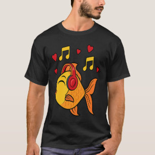 T-shirt Musique Adorable Poisson Rouge Notes Musicien Pois