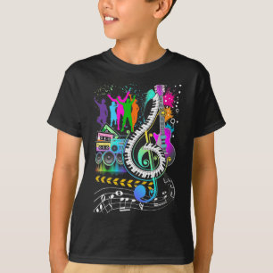 T-shirt Musique Clé Coloré Note Musicien Pianiste