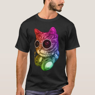 T-shirt Musique colorée Casque casquette Raver Animal
