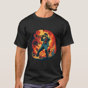 T-shirt Musique cool Trumpet Avec Flames Pour Les Musicain