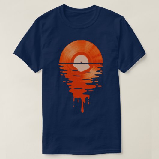 T-shirt Musique cool Vinyl Retro Orange (Design devant)