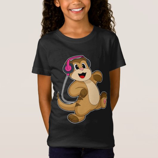 T-Shirt Musique de casque Meerkat (Devant)