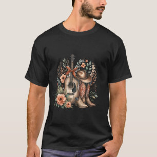 T-shirt Musique de Country à la Guitare Bottes de Cowgirl