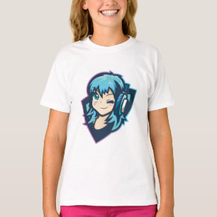 T-shirt Musique de fille d'anime de jeux mignonne