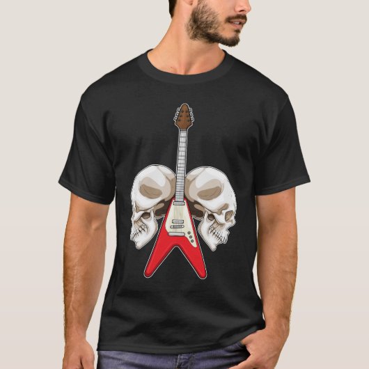 T-shirt Musique de guitare électrique crâne (Devant)