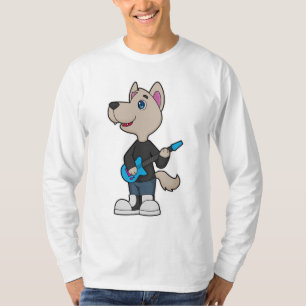 T-shirt Musique de guitare musicienne de chien