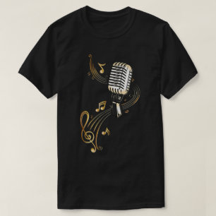 T-shirt Musique de microphone vintage notes d'art