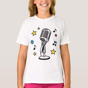 T-shirt Musique de microphone vintage Notes de musique rét