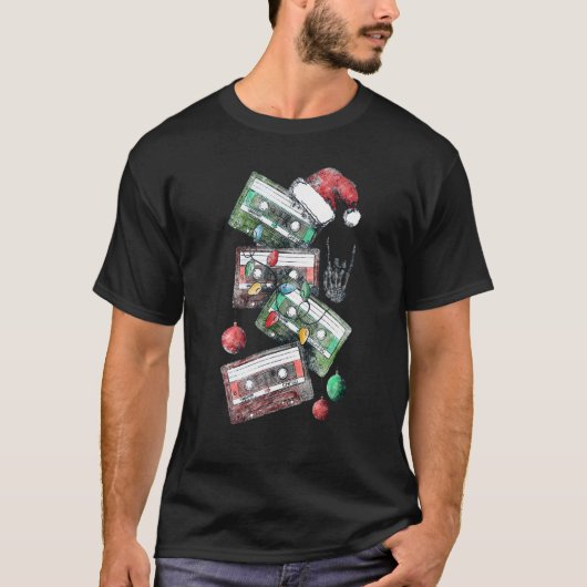 T-shirt Musique de Noël cassettes Rétro Noël Jolly Se (Devant)