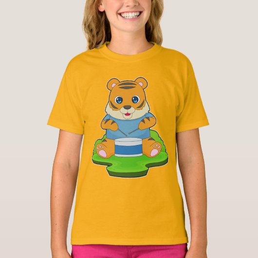 T-shirt Musique de tambour de musicien tigre (Devant)