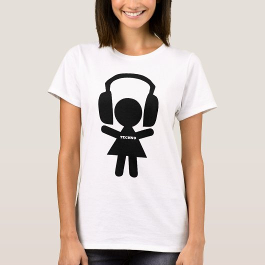 T-shirt Musique de techno d'écouteurs (Devant)