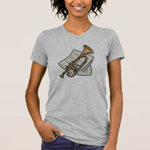 T-shirt musique de trompette et de feuille