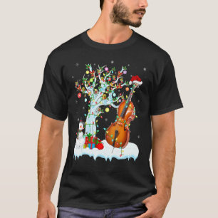 T-shirt Musique de violoncelle Éclairage de l'arbre de Noë
