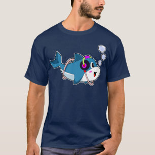 T-shirt Musique Dolphin Headphone