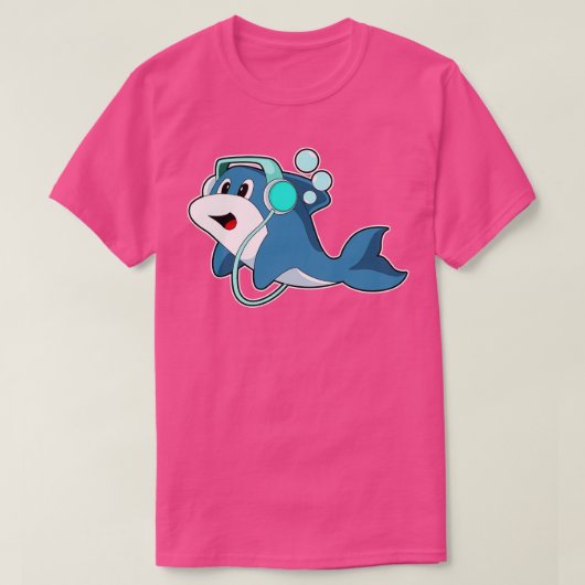 T-shirt Musique Dolphin Headphone (Design devant)