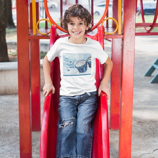 T-shirt Musique Drum Bongo Bleu