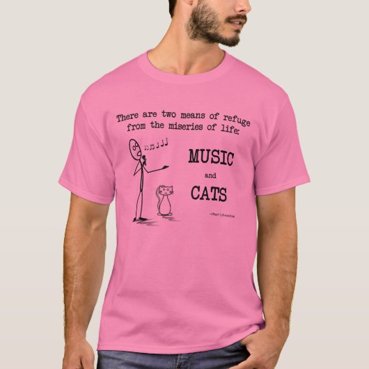 T-shirt Musique et chats - Citation de Schweitzer (Devant)