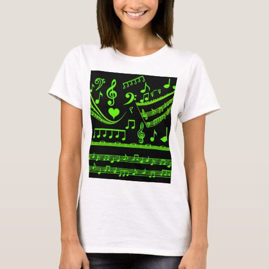 T-shirt Musique et moi, En vert_ (Devant)
