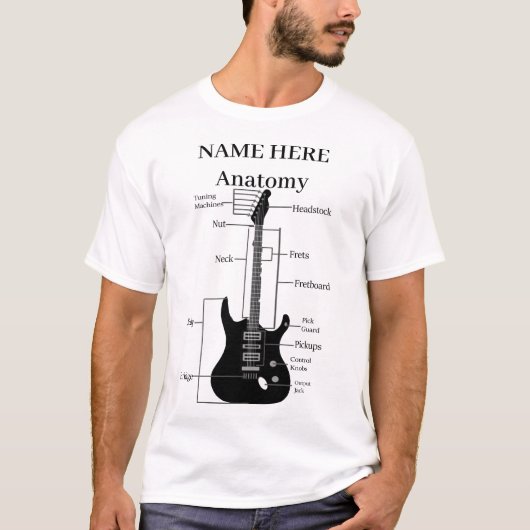 T-shirt Musique Guitare Anatomie Amoureuse D'Une Guitare (Devant)